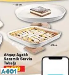 AHŞAP AYAKLI SERAMİK SERVİS TABAĞI 23/26 CM